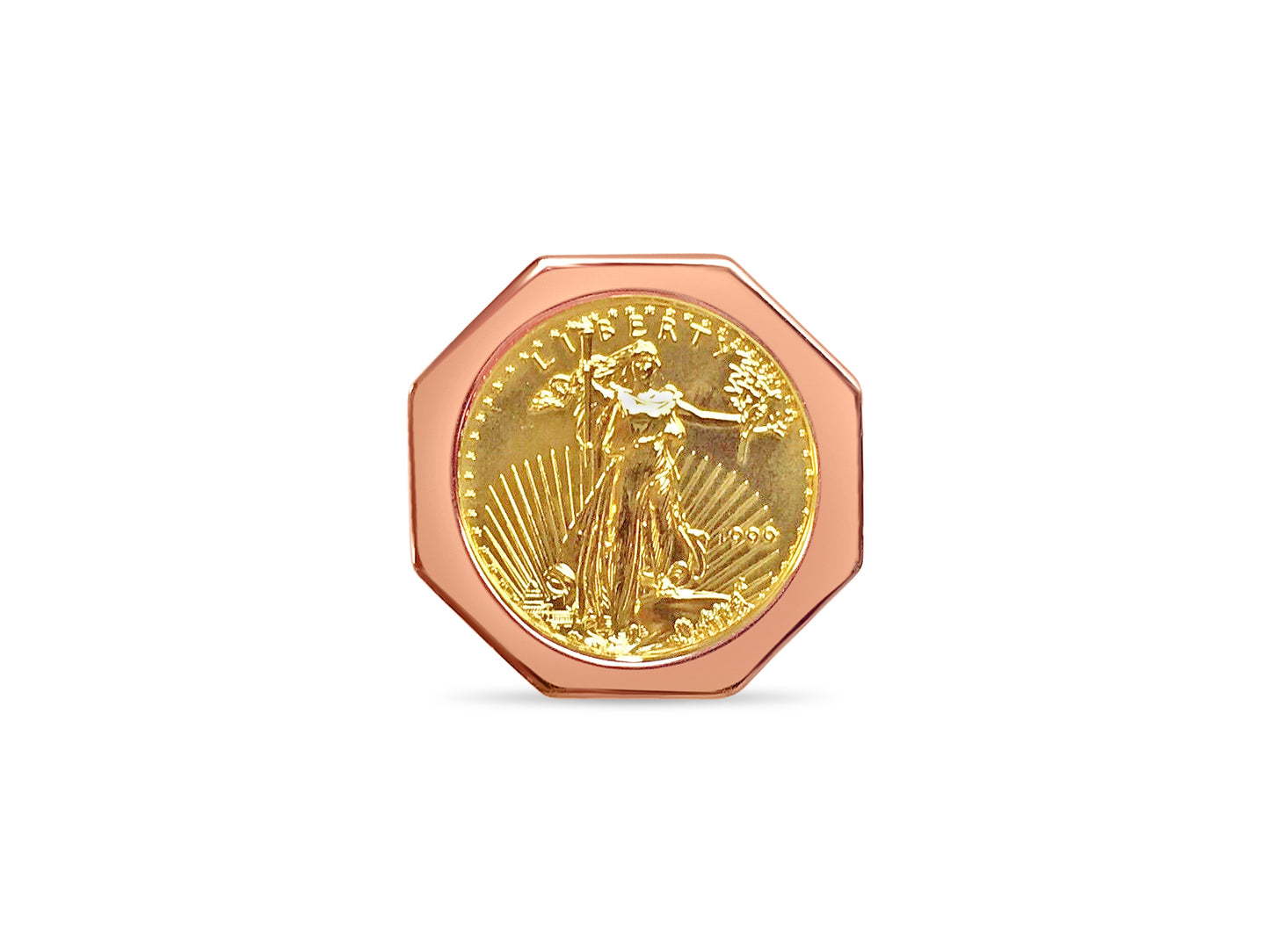 Fancy Solid Gold Handmade Coin Ring , 1/4oz Coin ,