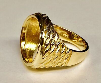 Fancy Solid Gold Handmade Coin Ring , 1/4oz Coin ,