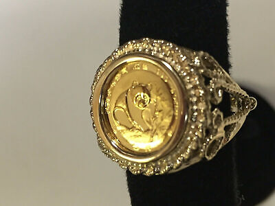 Fancy Solid Gold Handmade Coin Ring , Chinese Panda Bear Coin ,