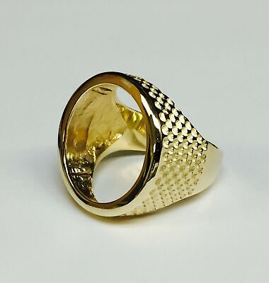 Fancy Solid Gold Handmade Coin Ring , 1/4oz Coin ,