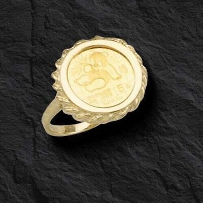 Fancy Solid Gold Handmade Coin Ring , Chinese Panda Bear Coin ,