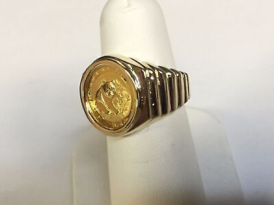 Fancy Solid Gold Handmade Coin Ring , Chinese Panda Bear Coin ,