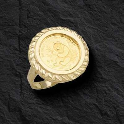 Fancy Solid Gold Handmade Coin Ring , Chinese Panda Bear Coin ,