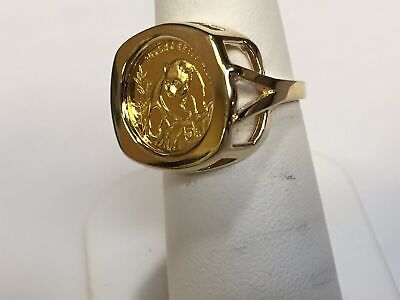 Fancy Solid Gold Handmade Coin Ring , Chinese Panda Bear Coin ,