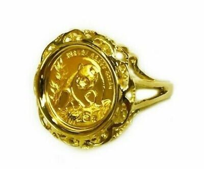 Fancy Solid Gold Handmade Coin Ring , Chinese Panda Bear Coin ,