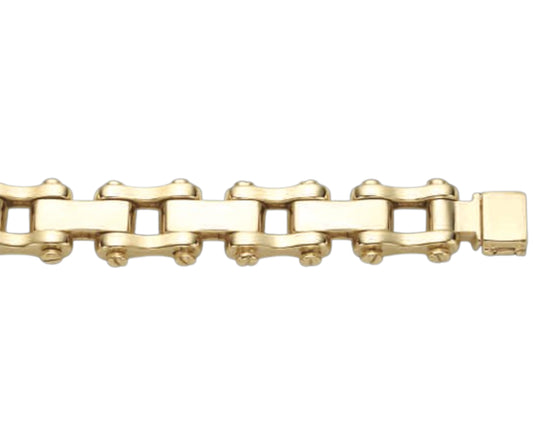 Motorcycle/Bike Chain Solid Gold Handmade Bracelet , 15mm, 6.5-10 Inch