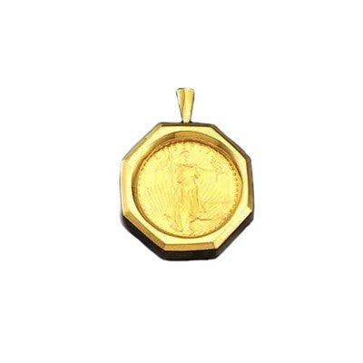 Fancy Solid Gold Handmade Coin Pendant , 1/10oz Coin ,