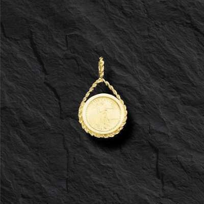 Rope Frame Solid Gold Handmade Coin Pendant , 1/10oz Coin ,