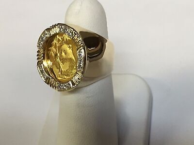 Diamond Fancy Solid Gold Handmade Coin Ring , Chinese Panda Bear Coin ,