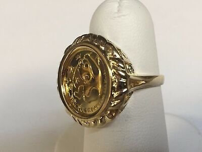 Fancy Solid Gold Handmade Coin Ring , Chinese Panda Bear Coin ,