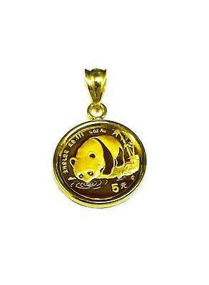 Classic Solid Gold Handmade Coin Pendant , Chinese Panda Bear Coin ,