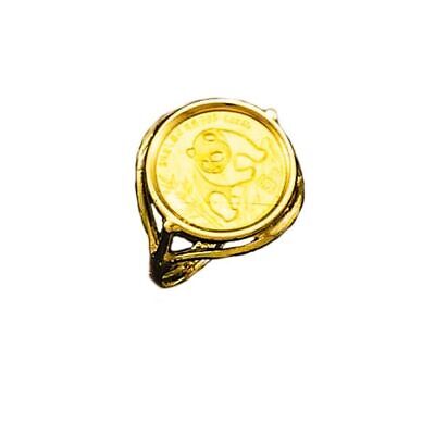 Fancy Solid Gold Handmade Coin Ring , Chinese Panda Bear Coin ,