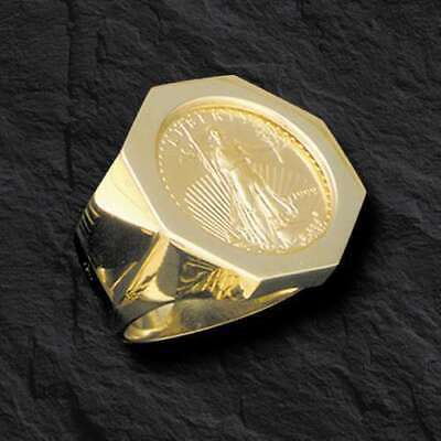 Fancy Solid Gold Handmade Coin Ring , 1/4oz Coin ,