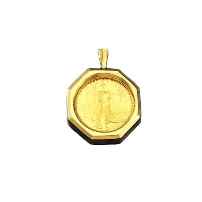 Fancy Solid Gold Handmade Coin Pendant , 1/10oz Coin ,