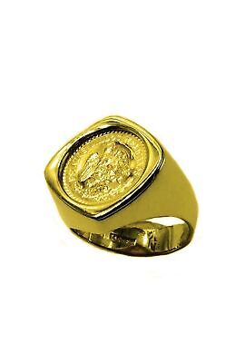 Fancy Solid Gold Handmade Coin Ring , 2.5 Pesos Coin ,