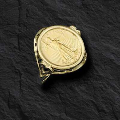 Fancy Ladies Solid Gold Handmade Coin Ring , 1/10oz Coin ,