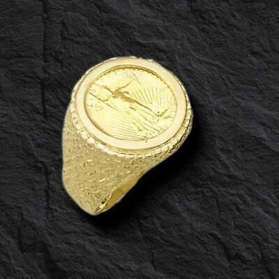 Nugget Solid Gold Handmade Coin Ring , 1/10oz Coin ,