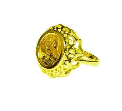 Fancy Solid Gold Handmade Coin Ring , Chinese Panda Bear Coin ,