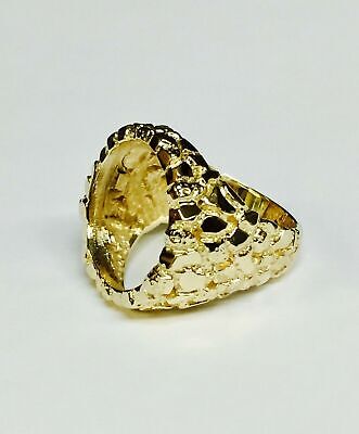 Nugget Solid Gold Handmade Coin Ring , 1/4oz Coin ,