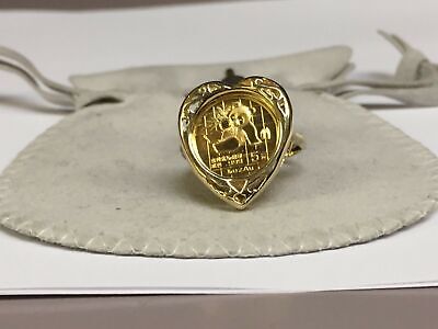 Fancy Ladies Solid Gold Handmade Coin Ring , Chinese Panda Bear Coin ,