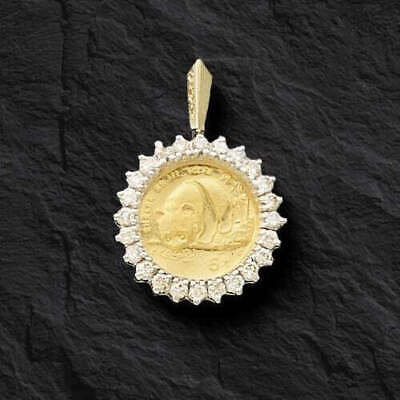 Diamond Fancy Solid Gold Handmade Coin Pendant , Chinese Panda Bear Coin ,