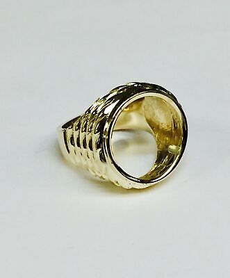 Fancy Solid Gold Handmade Coin Ring , Indian Head Coin ,