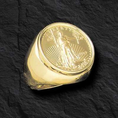 Fancy Solid Gold Handmade Coin Ring , 1/4oz Coin ,