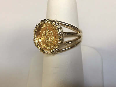 Fancy Solid Gold Handmade Coin Ring , Dos Pesos Coin ,