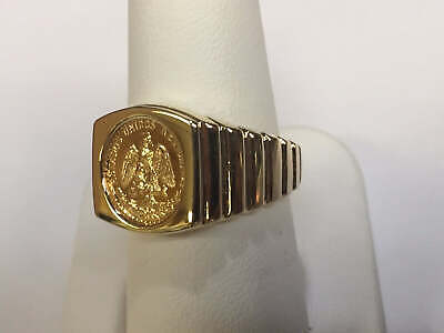 Fancy Solid Gold Handmade Coin Ring , Dos Pesos Coin ,