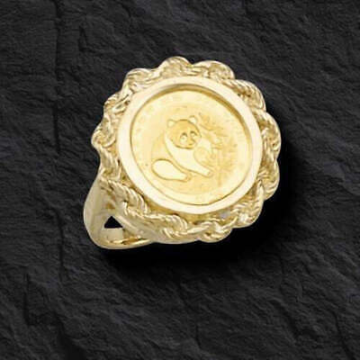 Fancy Ladies Solid Gold Handmade Coin Ring , Chinese Panda Bear Coin ,