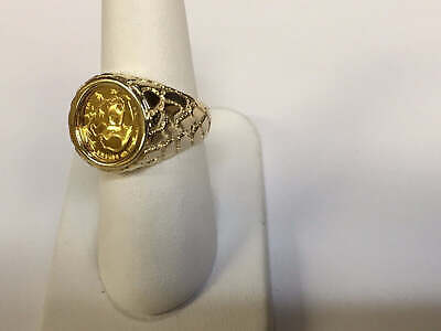 Fancy Solid Gold Handmade Coin Ring , Chinese Panda Bear Coin ,