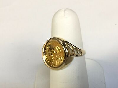 Fancy Solid Gold Handmade Coin Ring , Chinese Panda Bear Coin ,