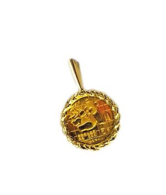 Fancy Solid Gold Handmade Coin Pendant , Chinese Panda Bear Coin ,