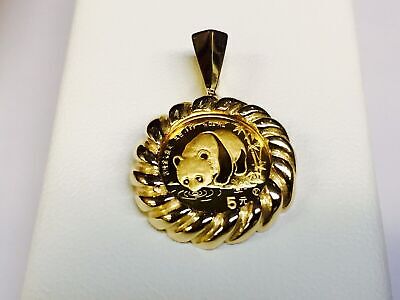 Fancy Solid Gold Handmade Coin Pendant , Chinese Panda Bear Coin ,