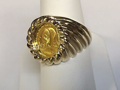 Fancy Solid Gold Handmade Coin Ring , Chinese Panda Bear Coin ,