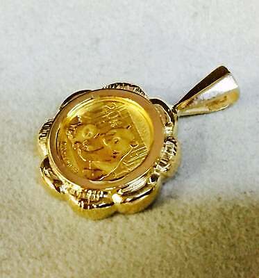 Fancy Solid Gold Handmade Coin Pendant , Chinese Panda Bear Coin ,