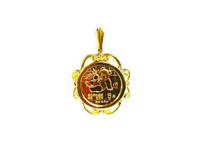 Fancy Solid Gold Handmade Coin Pendant , Chinese Panda Bear Coin ,