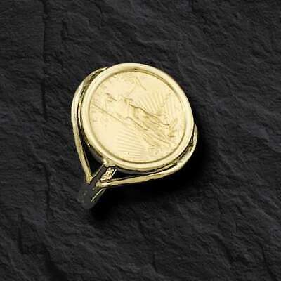 Fancy Ladies Solid Gold Handmade Coin Ring , 1/10oz Coin ,