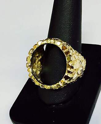 Nugget Solid Gold Handmade Coin Ring , 1/4oz Coin ,