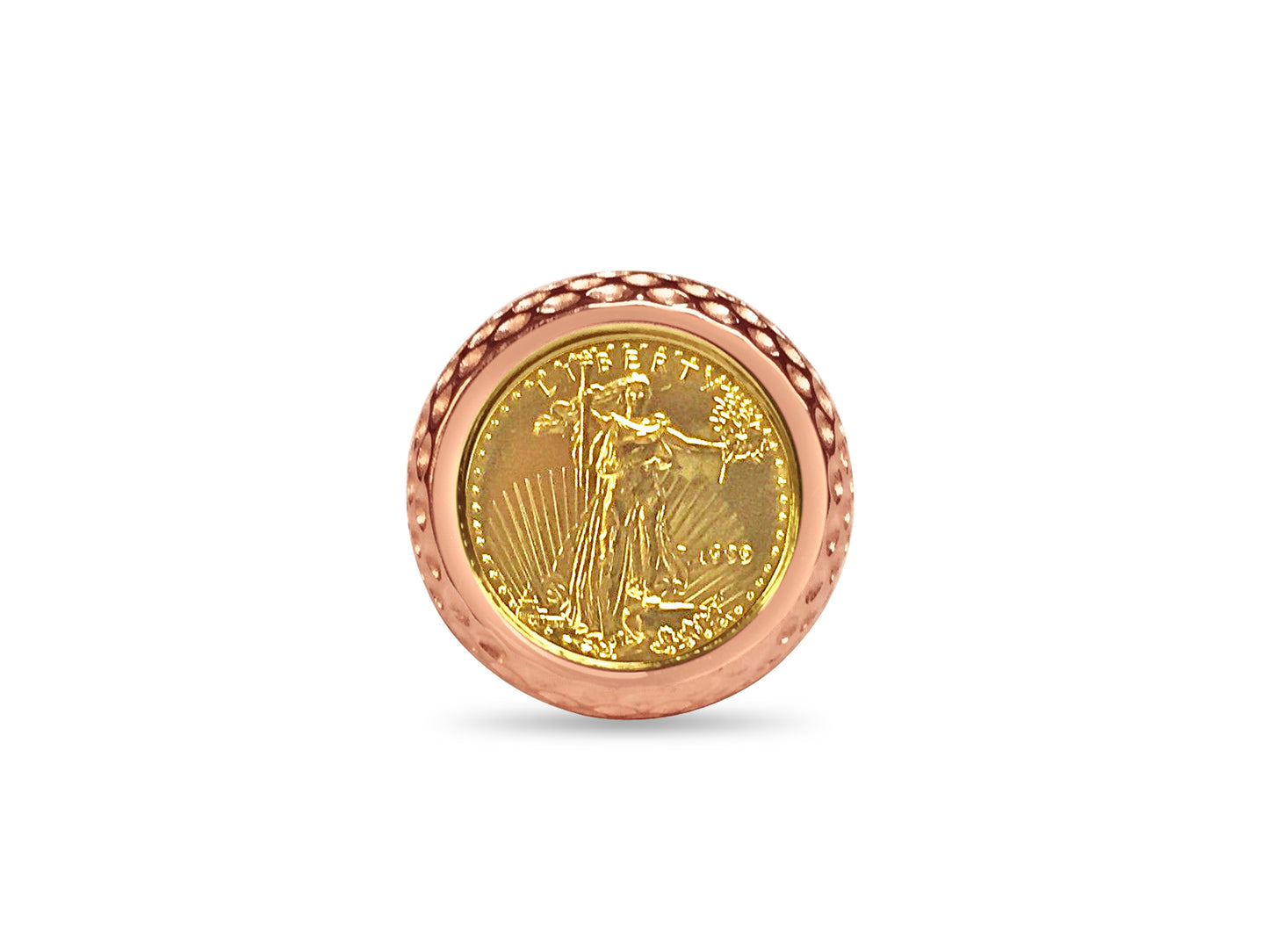 Fancy Solid Gold Handmade Coin Ring , 1/10oz Coin ,