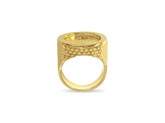 Fancy Solid Gold Handmade Coin Ring , 1/10oz Coin ,