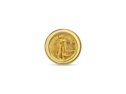 Fancy Solid Gold Handmade Coin Ring , 1/10oz Coin ,
