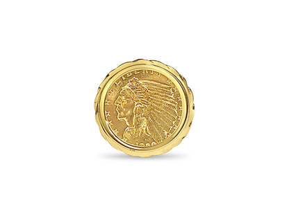 Fancy Solid Gold Handmade Coin Ring , Indian Head Coin ,