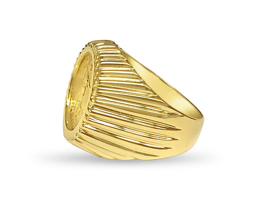 Fancy Solid Gold Handmade Coin Ring , 1/10oz Coin ,