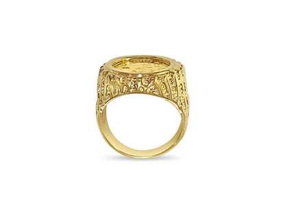 Fancy Solid Gold Handmade Coin Ring , Chinese Panda Bear Coin ,