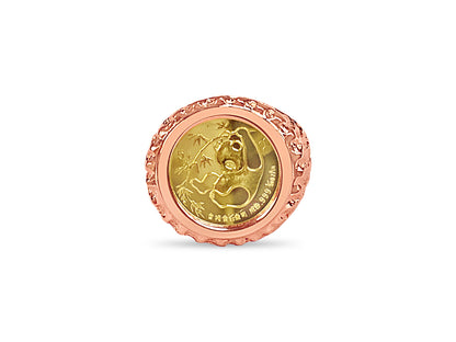 Fancy Solid Gold Handmade Coin Ring , Chinese Panda Bear Coin ,