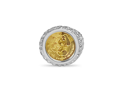 Fancy Solid Gold Handmade Coin Ring , Chinese Panda Bear Coin ,