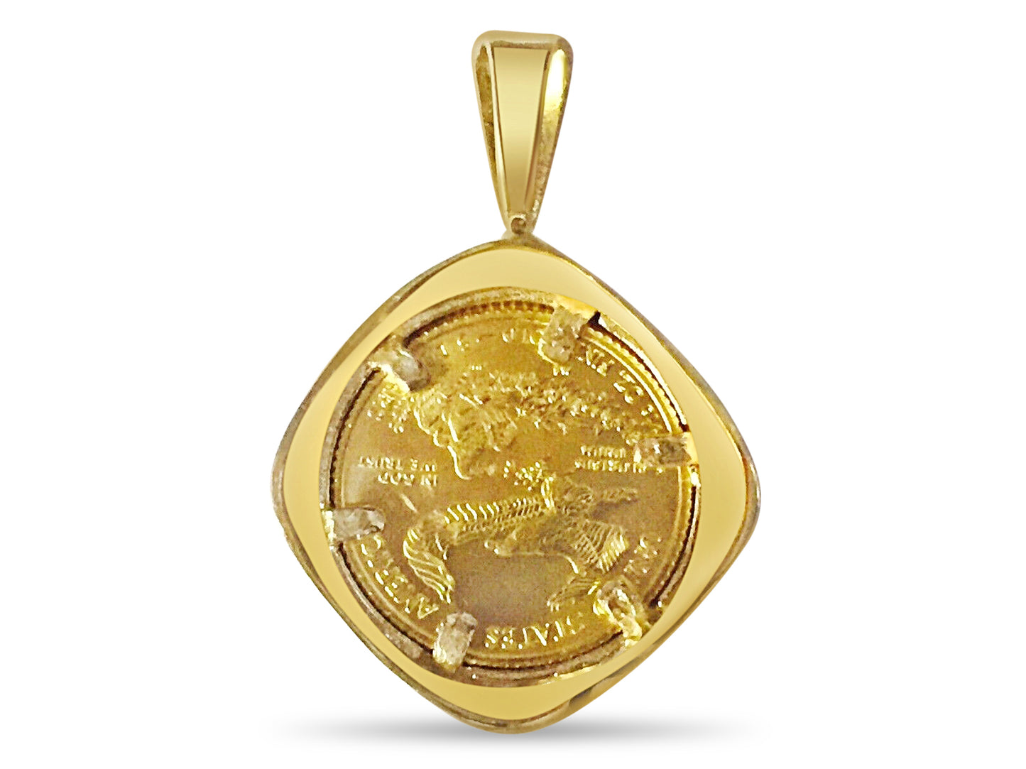 Fancy Solid Gold Handmade Coin Pendant , 1/10oz Coin ,