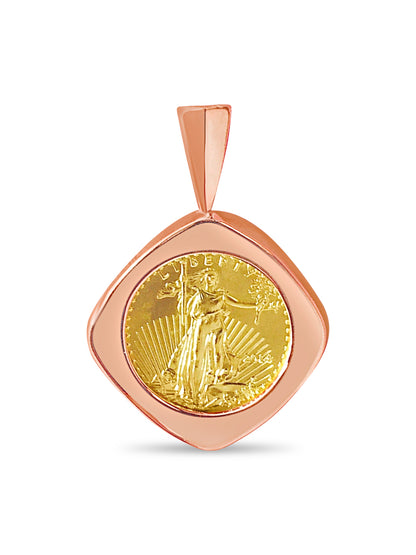 Fancy Solid Gold Handmade Coin Pendant , 1/10oz Coin ,