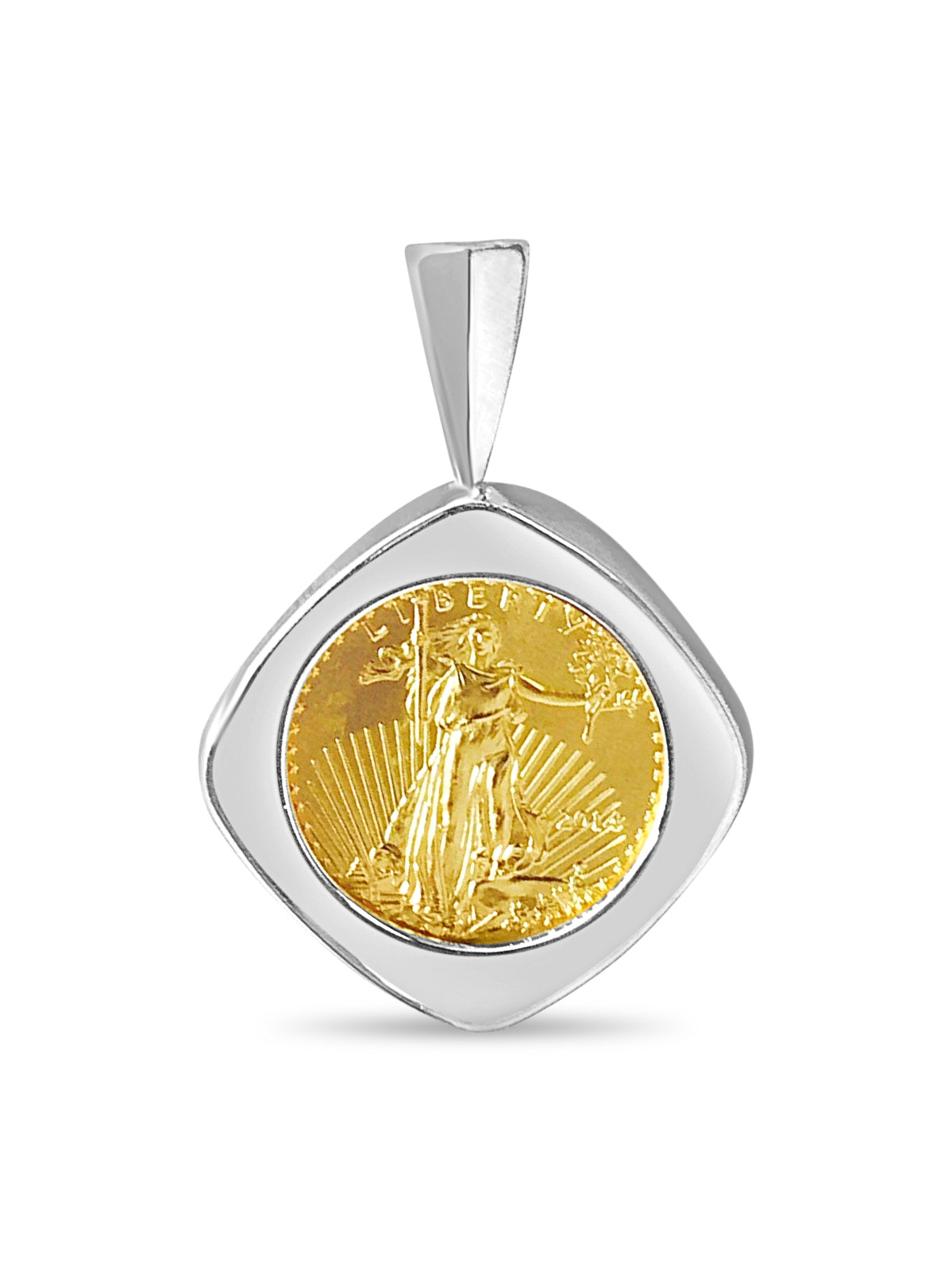 Fancy Solid Gold Handmade Coin Pendant , 1/10oz Coin ,